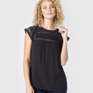 Daniel Rainn Black Lace Trim Blouse